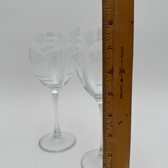 Palm Tree Wine Glasses All Pupose by Rolf, Etched Glass Set of 5 - Picture 10 of 11